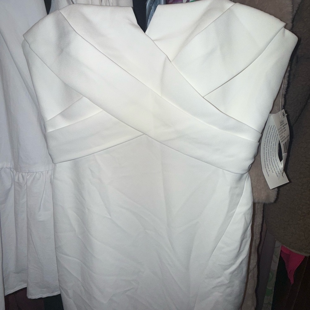 New Aidan Mattox Strapless Crepe Long Dress in Ivory - Picture 14 of 15